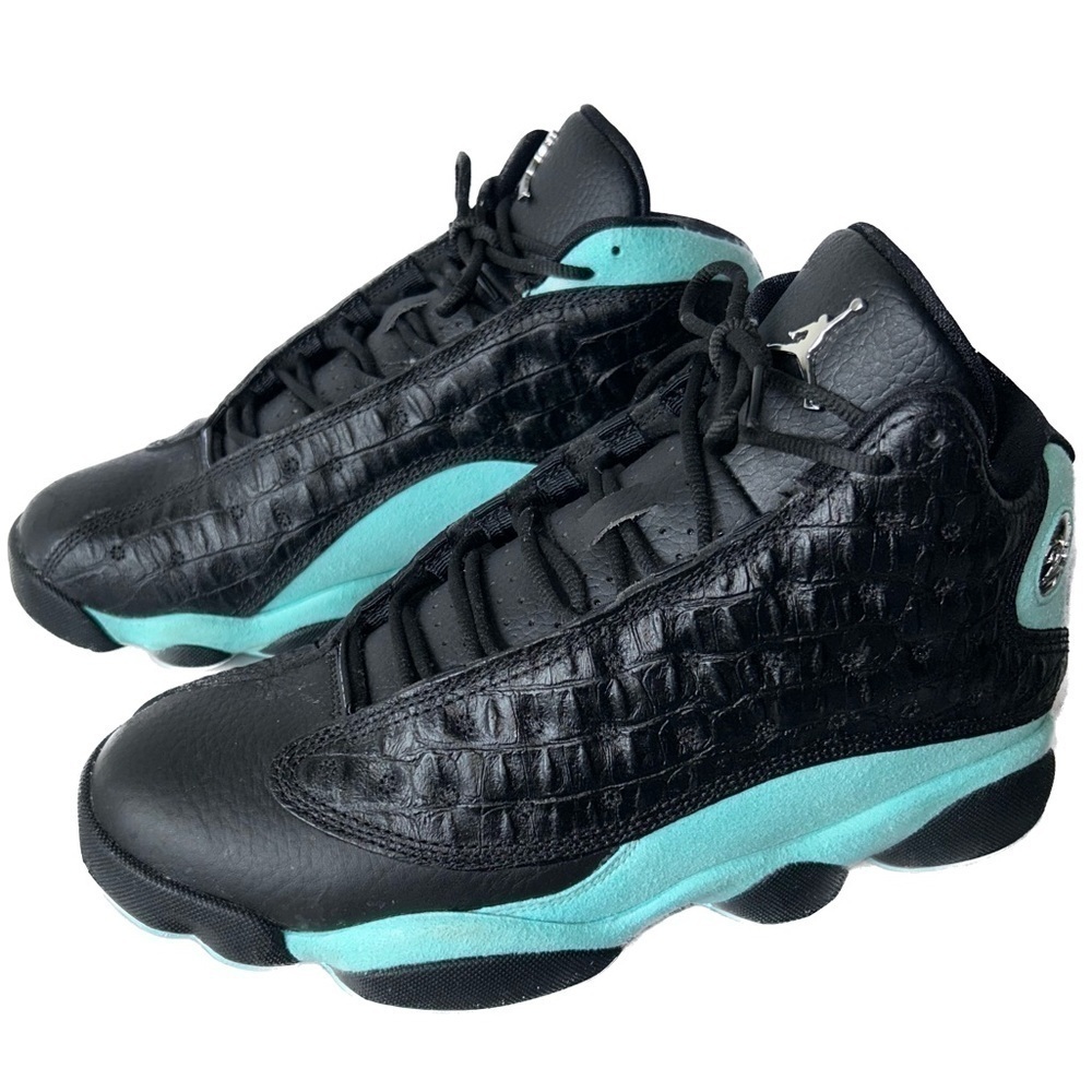Jordan Retro 13 Sneaker Retro Island Green High Top Faux Croc Leather Suede Shoe